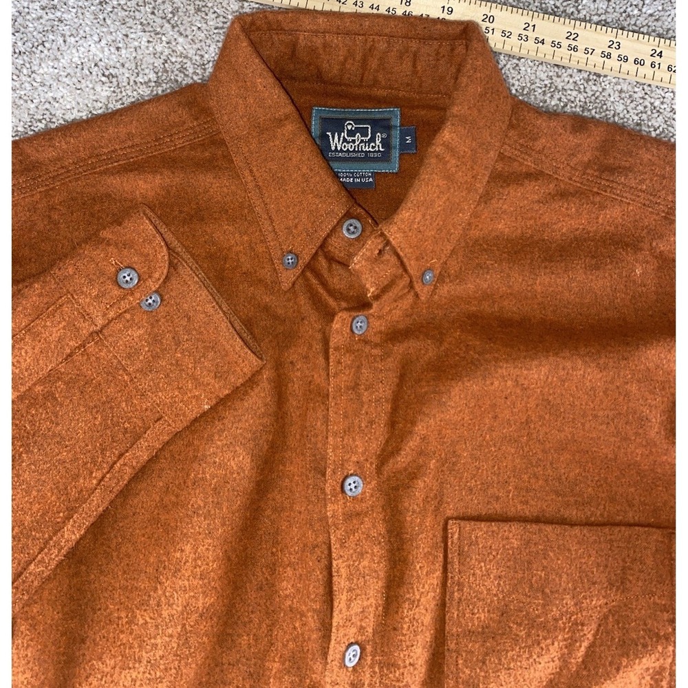 Woolrich Mens Button Up Sherpa Like Chore Burnt Orange Shacket Men M Made In USA